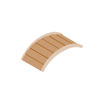 Bridge made of wood icon in isometric 3d style on a white background