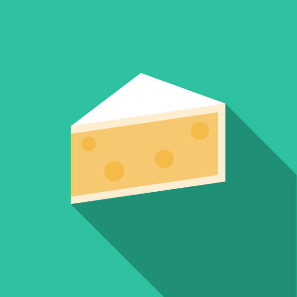 Brie Cheese Icon A flat design cheese icon with a long shadow. File is built in the CMYK color space for optimal printing. Color swatches are global so it’s easy to change colors across the document. brie stock illustrations