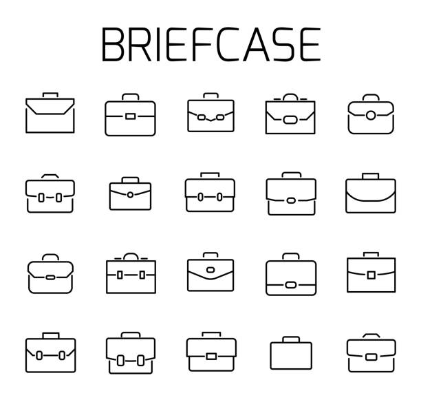 ilustrações de stock, clip art, desenhos animados e ícones de briefcase related vector icon set. - fechar porta bagagens