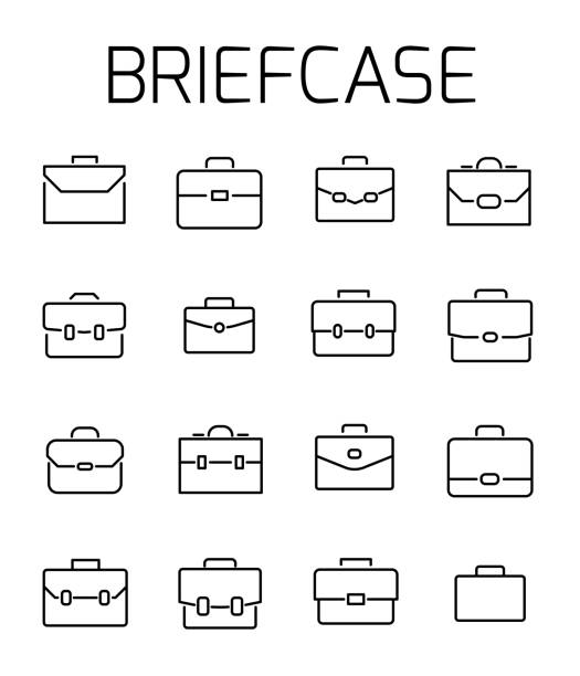 ilustrações de stock, clip art, desenhos animados e ícones de briefcase related vector icon set. - fechar porta bagagens