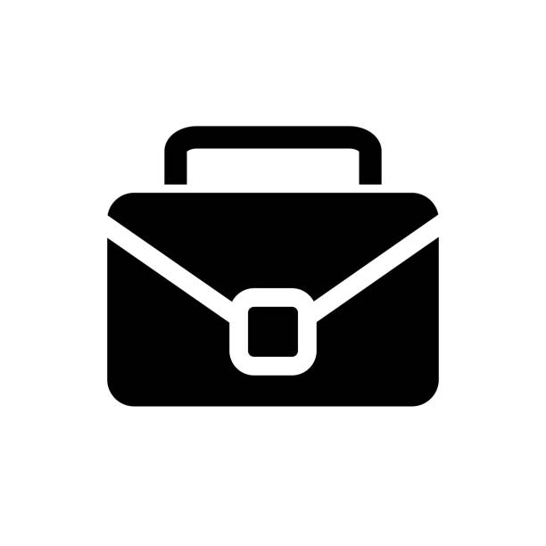 ilustrações de stock, clip art, desenhos animados e ícones de briefcase silhouette icon. suitcase. business bag. vector. - fechar porta bagagens