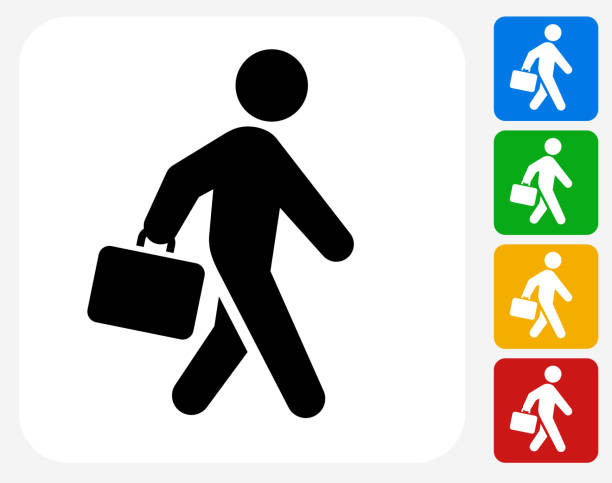 briefcase stick figure icon flat graphic design - 公事包 幅插畫檔、美工圖案、卡通及圖標