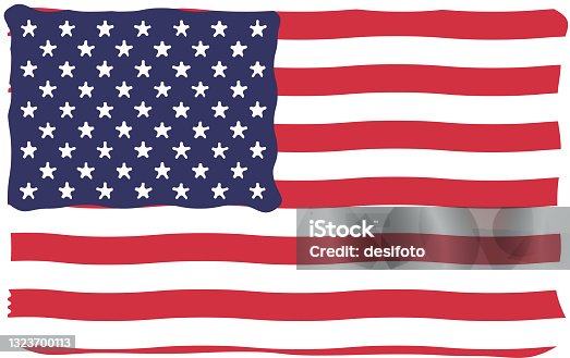 istock Bright and vibrant waving or twirling Unites States flag vector illustration for kids 1323700113