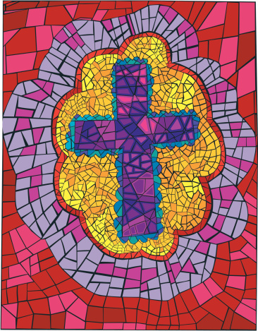 Bright Bordered Mosaic Cross