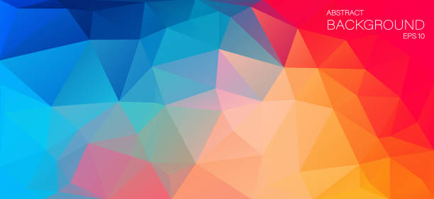 яркий цвет плоский фон с треугольниками - цветной фон stock illustrations