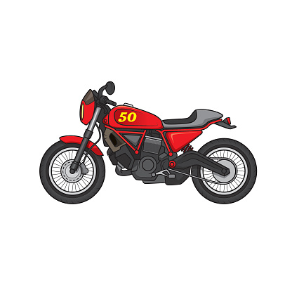 Bright color Off-road racing motorbike vehicle cartoon. For coloring page, children book. vector