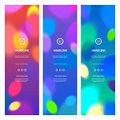 Bright Colorful Banners with Bokeh Lights. Abstract Blurred Texture for Parties, Celebrations and Carnivals. Rainbow Colored Banner Design.