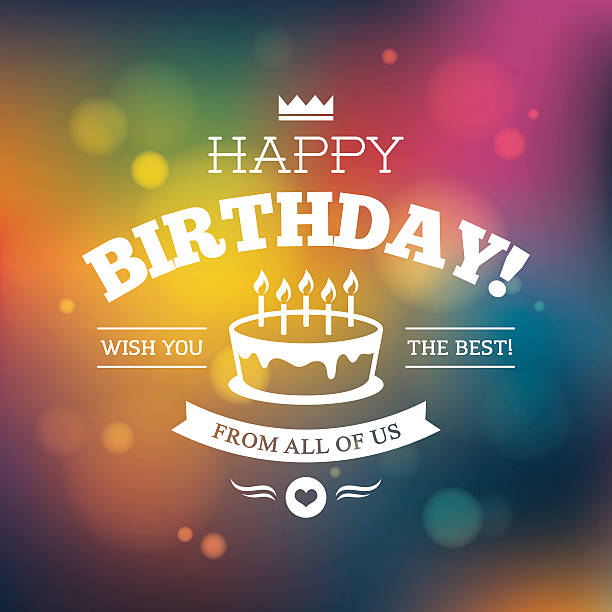 Bright colorful Birthday card design Bright colorful Birthday card, banner or poster design on shiny blurred abstract background birthday cake stock illustrations