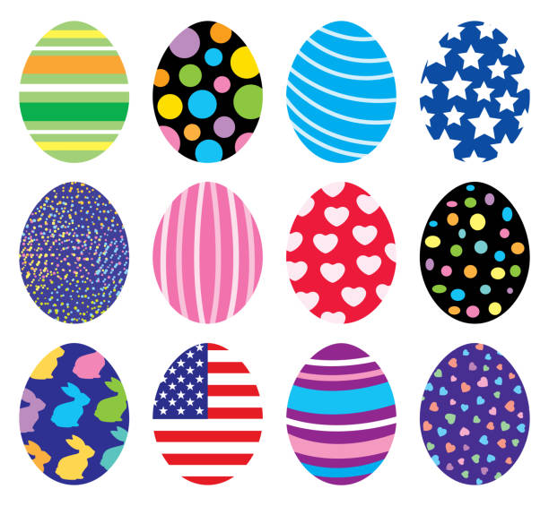 Bright Colorful Easter Eggs Set  easter sunday stock illustrations