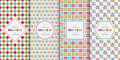 Bright colorful seamless patterns baby style. Vector illustration children background. Funny crazy kids paint. Happy geometry shapes. Set of ornament for gretting card, invitation.