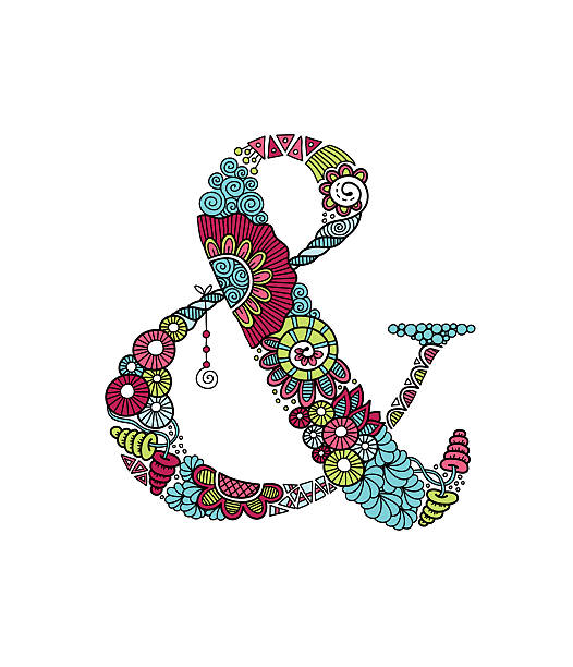Bright Colours Ampersand Hand Drawn Doodle Vector vector art illustration