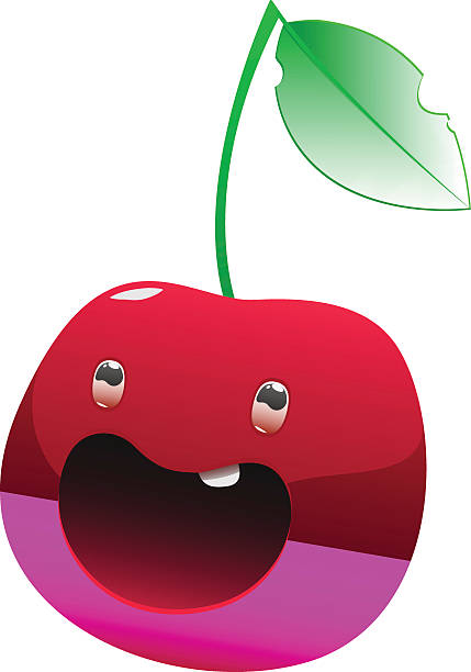 bright juicy delicious cherry cartoon face - roma 幅插畫檔、美工圖案、卡通及圖標