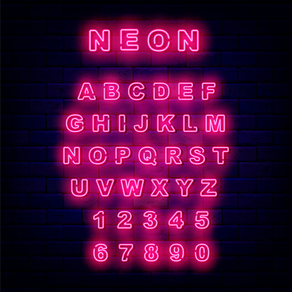 Neon Line Glow Effect Bundle 4 Colors Alphabet PNG Clip Art Letters Font Instant Download Files Aqua Yellow Red Magenta