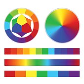 Color wheel, multi-colored conical gradient on a white background. Rainbow vector illustration.