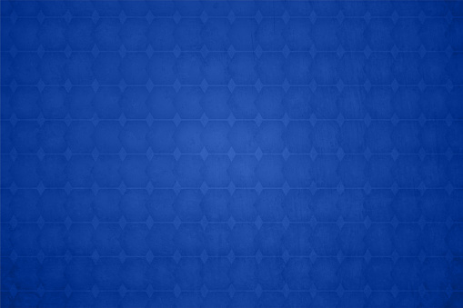 Bright royal blue coloured grunge chequered background with seamless pattern of interconnected  small rhombus shapes all over