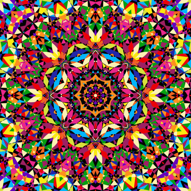 bright seamless kaleidoscope pattern bright seamless kaleidoscope pattern - vector illustration. eps 8 kaleidoscope stock illustrations