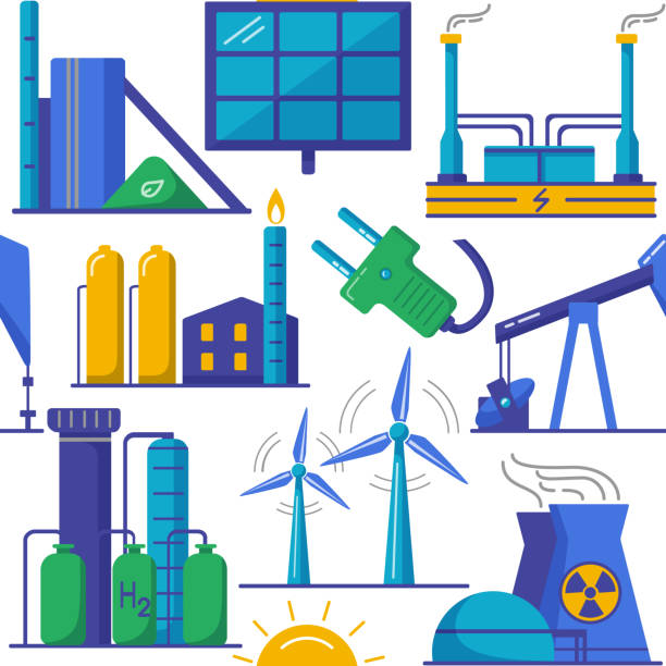 hellen musterdesign mit öko-energie-symbole - icon renewable solar thermal energy stock-grafiken, -clipart, -cartoons und -symbole