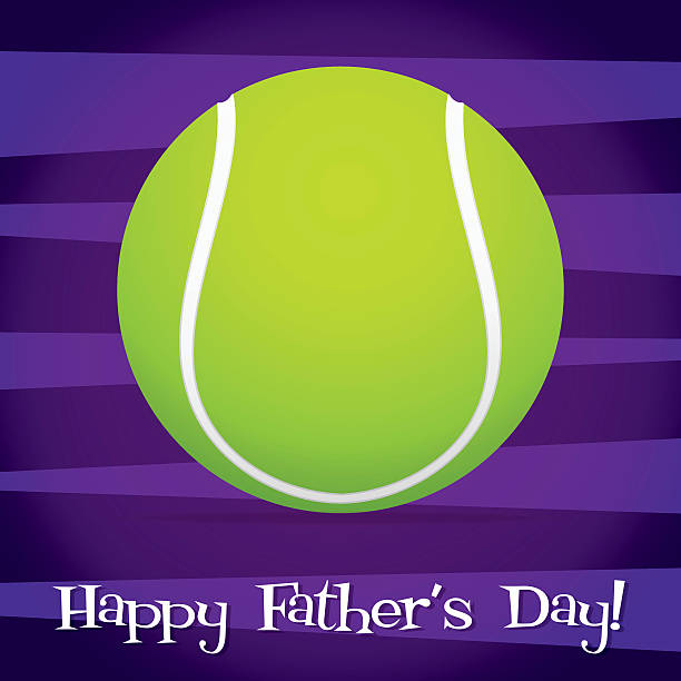 bright tennis ball happy father's day card in vector format. - wimbledon tennis stock illustrations