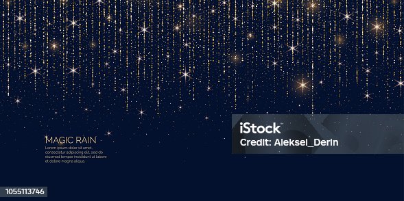 istock Bright vector illustration Magic rain of sparkling glittery particles lines. 1055113746