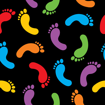 Brightly Colored Footprints Seamless Pattern