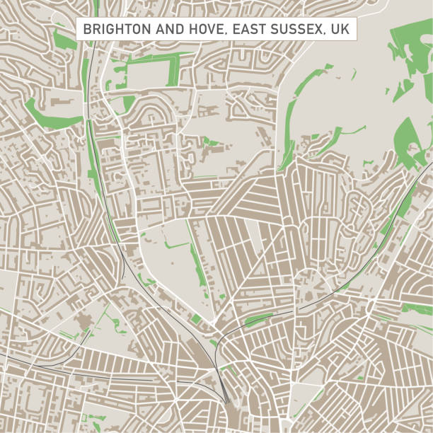brighton and hove east sussex wielka brytania city street mapa - brighton stock illustrations