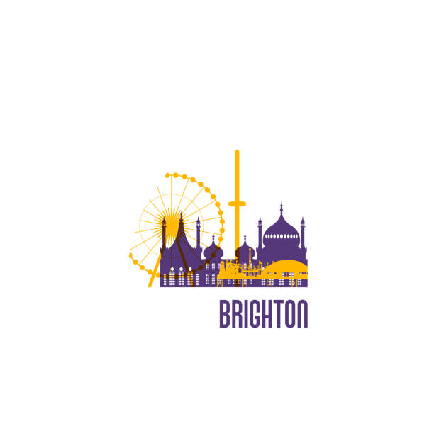 Brighton city emblem. Colorful buildings. Vector illustration. Brighton city emblem. Colorful buildings. Vector illustration. brighton stock illustrations