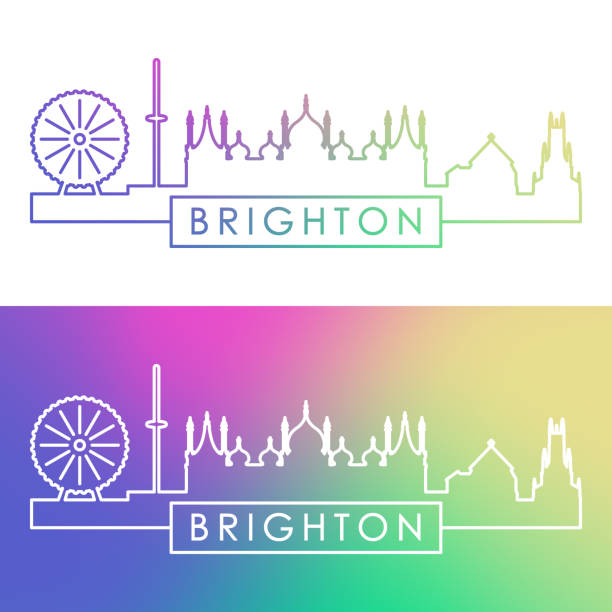 Brighton skyline. Colorful linear style. Editable vector file. Brighton skyline. Colorful linear style. Editable vector file. brighton stock illustrations