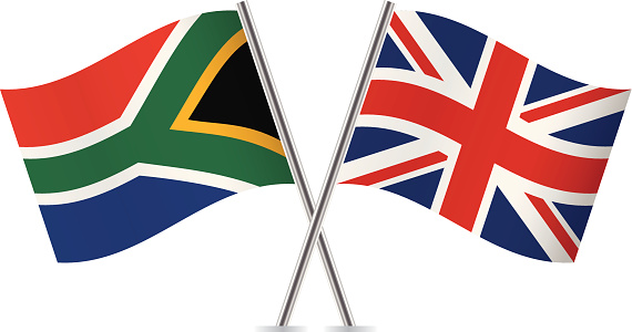 British And South African Flags Vector Stock Illustration - Download
