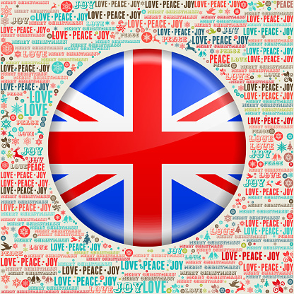 British Flag on Christmas Word Pattern vector