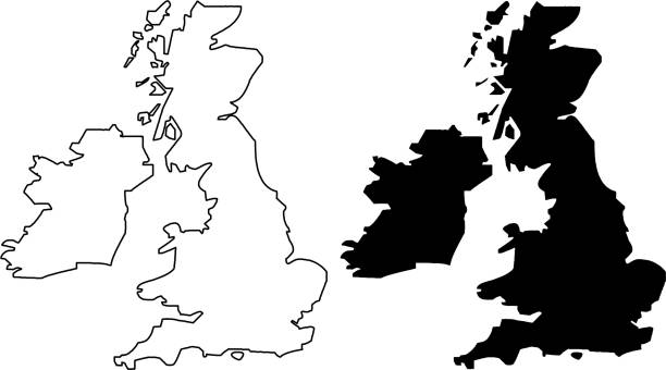 British Isles map vector British Isles map vector illustration, scribble sketch British Isles hse ireland stock illustrations
