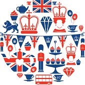 A set of British Jubilee icons. See below for similar themed images. 