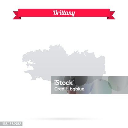 istock Brittany map on white background with red banner 1354582952