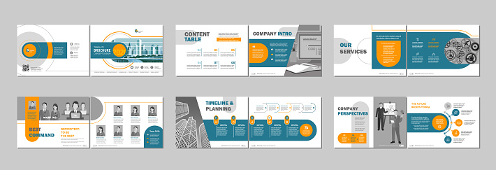 Brochure creative design. Multipurpose template with cover, back and inside pages.