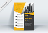 Brochure Flyer Template Layout Background Design. booklet, leaflet, corporate business annual report layout with yellow, gray and white background template a4 size - Vector illustration.