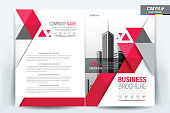 istock Brochure Flyer Template Layout Background Design. booklet, leaflet, corporate business annual report layout with red triangle on a white background template a4 size - Vector illustration. 915575446