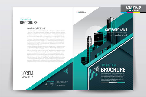 Brochure Flyer Template Layout Background Design. booklet, leaflet, corporate business annual report layout with green geometric background template a4 size - Vector illustration. vector art illustration