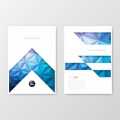 Set of two vertical brochure templates with a modern geometric background. Abstract polygonal background - Low Poly, Geometric Vector.








