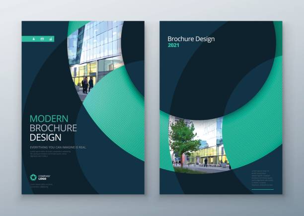 Brochure template layout design. Corporate business annual report, catalog, magazine, flyer mockup. Creative modern bright concept circle round shape Brochure template layout design. Corporate business annual report, catalog, magazine, flyer mockup. Creative modern bright concept circle round shape brochure drawings stock illustrations