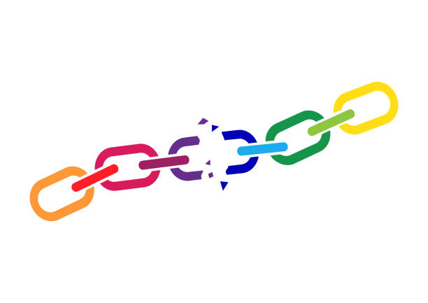 Broken colorful chain. Vector illustration  breaking chains stock illustrations