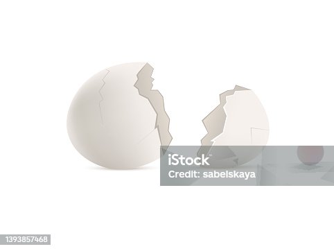 istock Broken empty eggshell template realistic vector illustration isolated on white. 1393857468