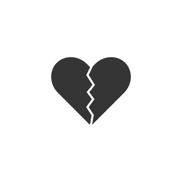 Broken heart icon Broken heart or divorce flat icon for apps and websites vector divorce clipart stock illustrations