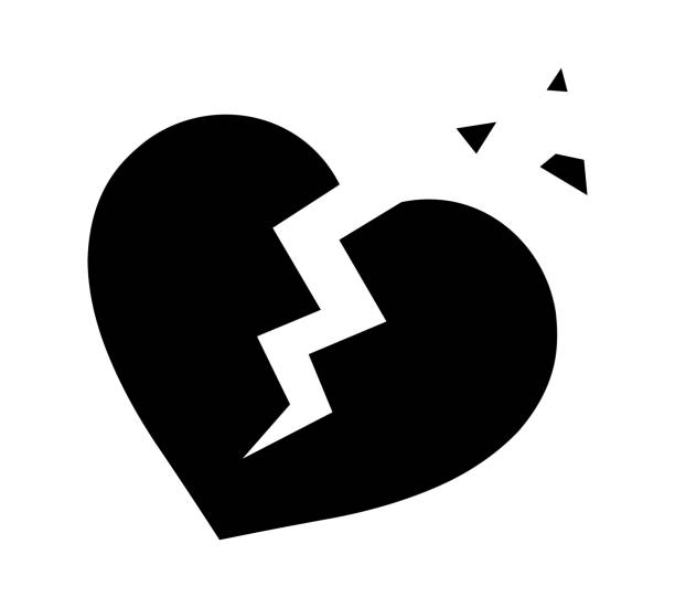 Broken heart isolated vector illustration. Broken heart isolated vector illustration. divorce silhouettes stock illustrations