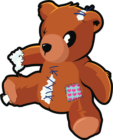 Broken Old Teddy Bear Stock Illustration - Download Image Now - iStock