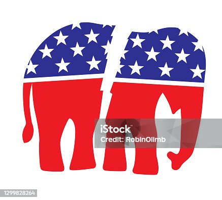 istock Broken Red White And Blue Elephant 1299828264