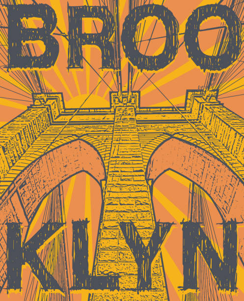 bildbanksillustrationer, clip art samt tecknat material och ikoner med brooklyn bridge, new york city, siluett - bridge sight