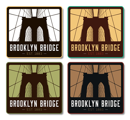 Brooklyn Bridge New York City Vintage Retro Travel Stickers Labels