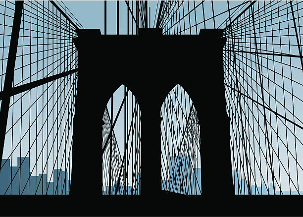 Brooklyn Bridge Silhouette Silhouette of the Brooklyn Bridge in New York. brooklyn bridge stock illustrations