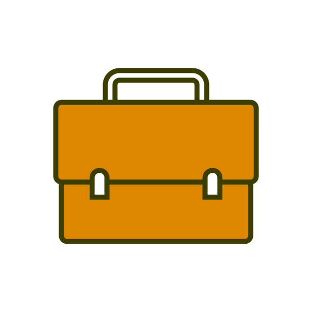 ilustrações de stock, clip art, desenhos animados e ícones de brown briefcase icon. luggage. business bag. vector. - fechar porta bagagens