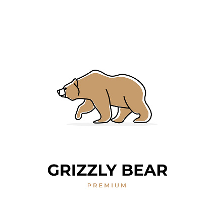 Brown grizzly bear vector illustration logo