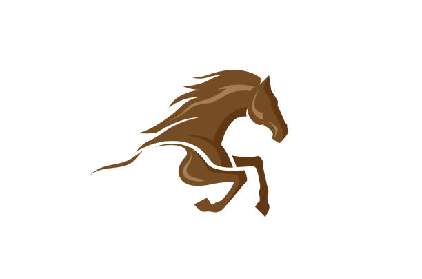 braune pferd logo - pferd stock-grafiken, -clipart, -cartoons und -symbole